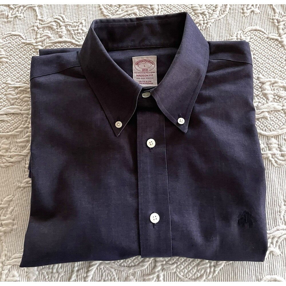 Brooks Brothers 1818 Madison Fit Button-Down Shirt Non-Iron Stretch Men’s Large